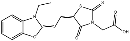 5-[(3-ETHYL-2(3H)-BENZOXAZOLYLIDENE)ETHYLIDENE]-4-OXO-2-THIOXO 3-THIAZOLIDINEACETIC ACID Structure