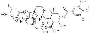 Yohimban-16-carboxylic acid, 11,17-dimethoxy-18-[(3,4,5-trimethoxybenzoyl)oxy]-, methyl ester, (3beta,16beta,17alpha,18beta,20alpha)-, mono[4-(4-hydroxy-3-iodophenoxy)-3,5-diiodobenzeneacetate] 구조식 이미지