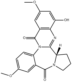 10H,16H-Pyrrolo[2,1-c]quinazolino[3,2-a][1,4]benzodiazepine-10,16-dione,  5b,6,7,8-tetrahydro-4-hydroxy-2,12-dimethoxy-,  (5bS)-  (9CI) 구조식 이미지