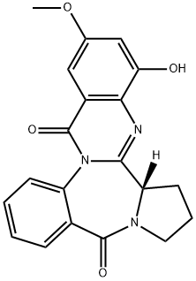 10H,16H-Pyrrolo[2,1-c]quinazolino[3,2-a][1,4]benzodiazepine-10,16-dione,  5b,6,7,8-tetrahydro-4-hydroxy-2-methoxy-,  (5bS)-  (9CI) 구조식 이미지
