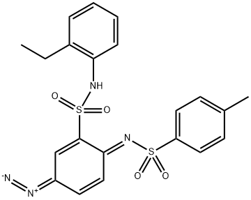 N-[4-diazo-2-[[(2-ethylphenyl)amino]sulphonyl]cyclohexa-2,5-dien-1-ylidene]-p-toluenesulphonamide  구조식 이미지