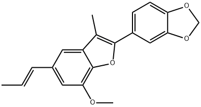 5-[7-Methoxy-3-methyl-5-[(E)-1-propenyl]benzofuran-2-yl]-1,3-benzodioxole 구조식 이미지