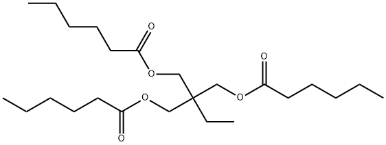 Dihexanoic acid 2-ethyl-2-[(hexanoyloxy)methyl]-1,3-propanediyl ester Structure