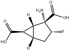 Bicyclo[3.1.0]hexane-2,6-dicarboxylic acid, 2-amino-3-fluoro-, (1R,2R,3R,5S,6R)- (9CI) 구조식 이미지