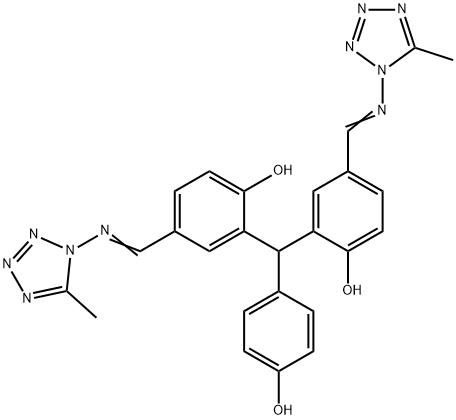 2,2''-[(4-HYDROXYFENYL)METHYLEEN]BIS(4-{(E)-[(5-METHYL-1H-TETRAZOOL1-YL)IMINO]METHYL}FENOL) 구조식 이미지