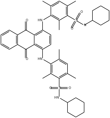 3,3'-[(9,10-dihydro-9,10-dioxo-1,4-anthrylene)diimino]bis[N-cyclohexyl-2,4,6-trimethylbenzenesulphonamide]  Structure