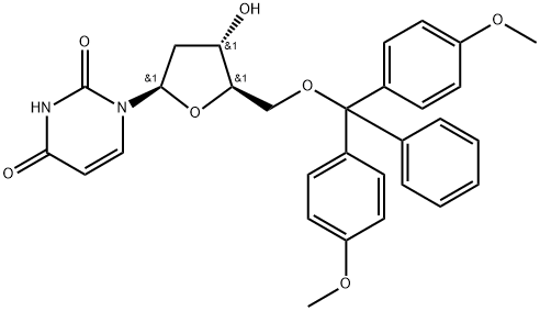 5'-O-(4,4'-Dimethoxytrityl)-2'-deoxyuridine 구조식 이미지