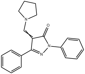 2,5-Diphenyl-4-(1-pyrrolidinylmethylene)-2H-pyrazol-3(4H)-one 구조식 이미지