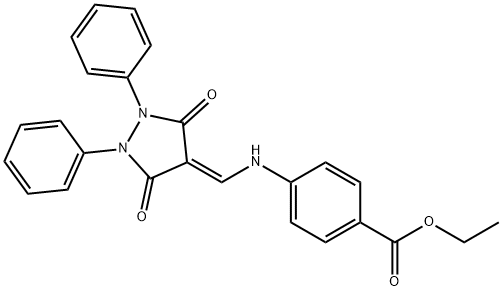 4-[[(3,5-디옥소-1,2-디페닐피라졸리딘-4-일리덴)메틸]아미노]벤조산에틸에스테르 구조식 이미지