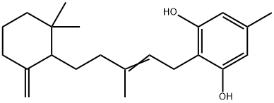 2-[3-Methyl-5-(6,6-dimethyl-2-methylenecyclohexyl)-2-pentenyl]-5-methylresorcinol Structure