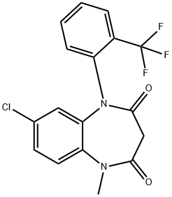 7-Chloro-1-methyl-5-[2-(trifluoromethyl)phenyl]-1H-1,5-benzodiazepine-2,4(3H,5H)-dione 구조식 이미지