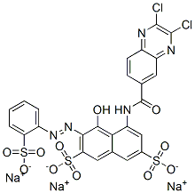 trisodium 5-[[(2,3-dichloro-6-quinoxalinyl)carbonyl]amino]-4-hydroxy-3-[(2-sulphonatophenyl)azo]naphthalene-2,7-disulphonate 구조식 이미지