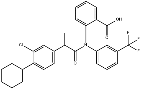 Benzoic  acid,  2-[[2-(3-chloro-4-cyclohexylphenyl)-1-oxopropyl][3-(trifluoromethyl)phenyl]amino]- Structure