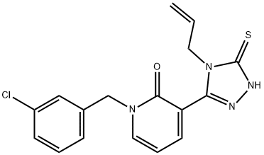 3-(4-allyl-5-sulfanyl-4H-1,2,4-triazol-3-yl)-1-(3-chlorobenzyl)-2(1H)-pyridinone 구조식 이미지