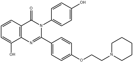 4(3H)-Quinazolinone,  8-hydroxy-3-(4-hydroxyphenyl)-2-[4-[2-(1-piperidinyl)ethoxy]phenyl]- Structure