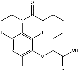 2-[3-(N-에틸부티릴아미노)-2,4,6-트리요오도페녹시]부티르산 구조식 이미지
