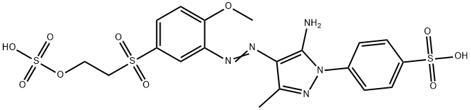 p-[5-amino-4-[[2-methoxy-5-[[2-(sulphooxy)ethyl]sulphonyl]phenyl]azo]-3-methyl-1H-pyrazol-1-yl]benzenesulphonic acid Structure