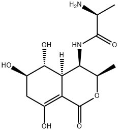 Propanamide, 2-amino-N-(3,4,4a,5,6,7-hexahydro-5,6, 8-trihydroxy-3-met hyl-1-oxo-1H-2-benzopyran-4-yl)- Structure