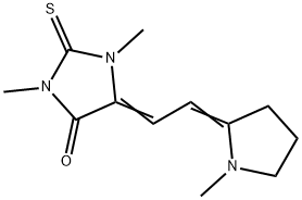 1,3-DIMETHYL-5-[(1-METHYL-2-PYRROLIDINYLIDENE)ETHYLIDENE]-2-THIOXO-4-IMIDAZOLIDINONE 구조식 이미지