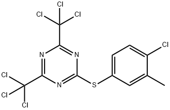 2-[(4-Chloro-3-methylphenyl)thio]-4,6-bis(trichloromethyl)-1,3,5-triazine Structure