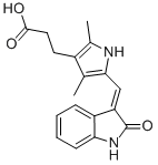 2,4-DIMETHYL-5-[(1,2-DIHYDRO-2-OXO-3H-INDOL-3-YLIDENE)METHYL]-PYRROLE-3-PROPANOIC ACID 구조식 이미지