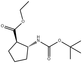 Cyclopentanecarboxylic acid, 2-[[(1,1-dimethylethoxy)carbonyl]amino]-, ethyl ester, (1R,2R)- Structure