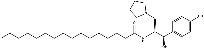 Hexadecanamide, N-[(1R,2R)-2-hydroxy-2-(4-hydroxyphenyl)-1-(1-pyrrolidinylmethyl)ethyl]- 구조식 이미지