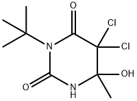 3-tert-Butyl-5,5-dichloro-6-hydroxy-6-methyl-5,6-dihydrouracil 구조식 이미지