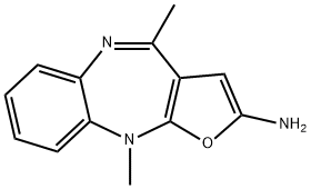 10H-Furo[2,3-b][1,5]benzodiazepin-2-amine,  4,10-dimethyl- 구조식 이미지