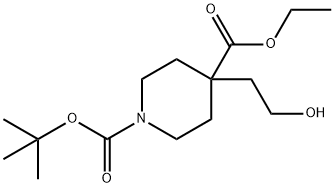 1,4-피페리딘디카르복실산,4-(2-히드록시에틸)-,1-(1,1-디메틸에틸)4-에틸에스테르 구조식 이미지