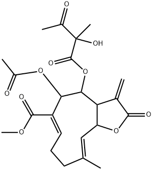 5-Acetoxy-2,3,3a,4,5,8,9,11a-octahydro-4-(2-hydroxy-2-methyl-1,3-dioxobutoxy)-10-methyl-3-methylene-2-oxocyclodeca[b]furan-6-carboxylic acid methyl ester Structure