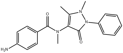 p-Amino-N-(1,2-dihydro-1,5-dimethyl-3-oxo-2-phenyl-3H-pyrazol-4-yl)-N-methylbenzamide 구조식 이미지