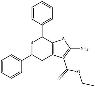 2-AMINO-5,7-DIPHENYL-4,7-DIHYDRO-5H-THIENO[2,3-C]THIOPYRAN-3-CARBOXYLIC ACID EHYL ESTER 구조식 이미지