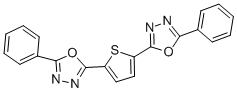 2,2'-티엔-2,5-DIYLBIS(5-페닐-1,3,4-옥사디아졸) 구조식 이미지