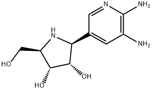 3,4-Pyrrolidinediol, 2-(5,6-diamino-3-pyridinyl)-5-(hydroxymethyl)-, (2S,3S,4R,5R)- Structure