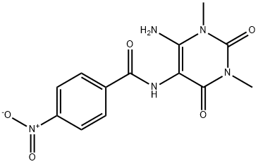 Benzamide,  N-(6-amino-1,2,3,4-tetrahydro-1,3-dimethyl-2,4-dioxo-5-pyrimidinyl)-4-nitro- Structure