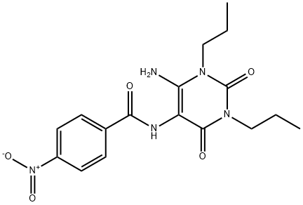 Benzamide,  N-(6-amino-1,2,3,4-tetrahydro-2,4-dioxo-1,3-dipropyl-5-pyrimidinyl)-4-nitro- 구조식 이미지