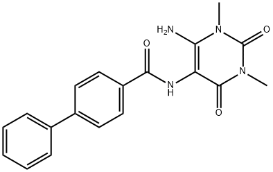 [1,1-Biphenyl]-4-carboxamide,  N-(6-amino-1,2,3,4-tetrahydro-1,3-dimethyl-2,4-dioxo-5-pyrimidinyl)- Structure