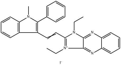 1,3-diethyl-2-[2-(1-methyl-2-phenyl-1H-indol-3-yl)vinyl]-1H-imidazo[4,5-b]quinoxalinium iodide 구조식 이미지