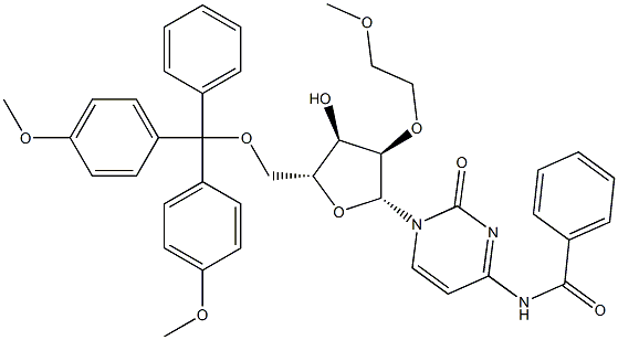 N-벤조일-5'-O-[비스(4-메톡시페닐)페닐메틸]-2'-O-(2-메톡시에틸)시티딘 구조식 이미지