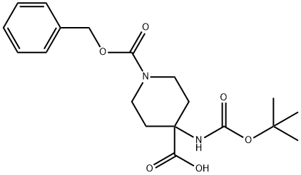 4-TERT-BUTOXYCARBONYLAMINO-PIPERIDINE-1,4-DICARBOXYLICACIDMONOBENZYL에스테르 구조식 이미지