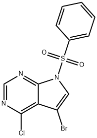 7-Benzenesulfonyl-5-bromo-4-chloro-7H-pyrrolo[2,3-d]pyrimidine 구조식 이미지