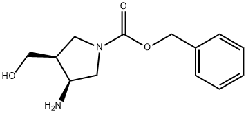 1-PYRROLIDINECARBOXYLIC ACID, 3-AMINO-4-(HYDROXYMETHYL)-, PHENYLMETHYL ESTER, (3S,4S)- 구조식 이미지