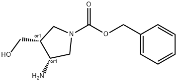 벤질시스-3-아미노-4-(히드록시메틸)-1-피롤리딘카르복실레이트 구조식 이미지