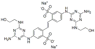disodium 4,4'-bis[[4-amino-6-[(2-hydroxyethyl)amino]-1,3,5-triazin-2-yl]amino]stilbene-2,2'-disulphonate  Structure