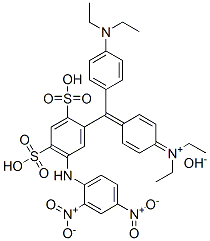 diethyl[4-[[4-(diethylamino)phenyl][5-[(2,4-dinitrophenyl)amino]-2,4-disulphophenyl]methylene]-2,5-cyclohexadien-1-ylidene]ammonium hydroxide  Structure