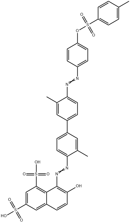 8-[[3,3'-dimethyl-4'-[[4-[[(p-tolyl)sulphonyl]oxy]phenyl]azo][1,1'-biphenyl]-4-yl]azo]-7-hydroxynaphthalene-1,3-disulphonic acid Structure