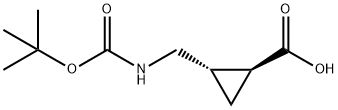 Cyclopropanecarboxylic acid, 2-[[[(1,1-dimethylethoxy)carbonyl]amino]methyl]-, Structure