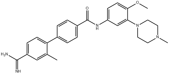 4'-CARBAMIMIDOYL-2'-METHYL-BIPHENYL-4-CARBOXYLIC ACID [4-METHOXY-3-(4-METHYL-PIPERAZIN-1-YL)-PHENYL]-AMIDE 구조식 이미지