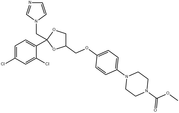 4-(4-[(R)-2-(2,4-DICHLORO-PHENYL)-2-IMIDAZOL-1-YLMETHYL-[1,3]DIOXOLAN-4-YLMETHOXY]-PHENYL)-PIPERAZINE-1-CARBOXYLIC ACID METHYL ESTER Structure